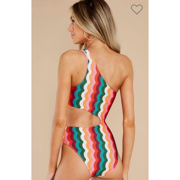 Beach Riot Womens Multi Celine Tropical Wave One Piece Swimsuit - Picture 2 of 5